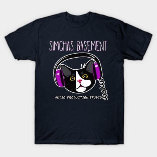 Simcha's Basement - Audio Production Studio (For Dark Colors - Outlined) T-Shirt